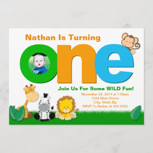 Jungle Safari Birthday Invitation, 1st Birthday Invitation