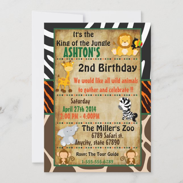 Jungle Safari Birthday Party Invitation (Front)