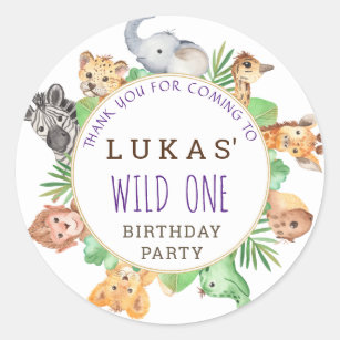 Jungle Safari Birthday Party Thank You Classic Round Sticker