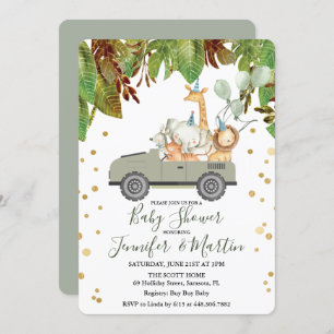 Jungle Safari Boy Baby Shower Invitation
