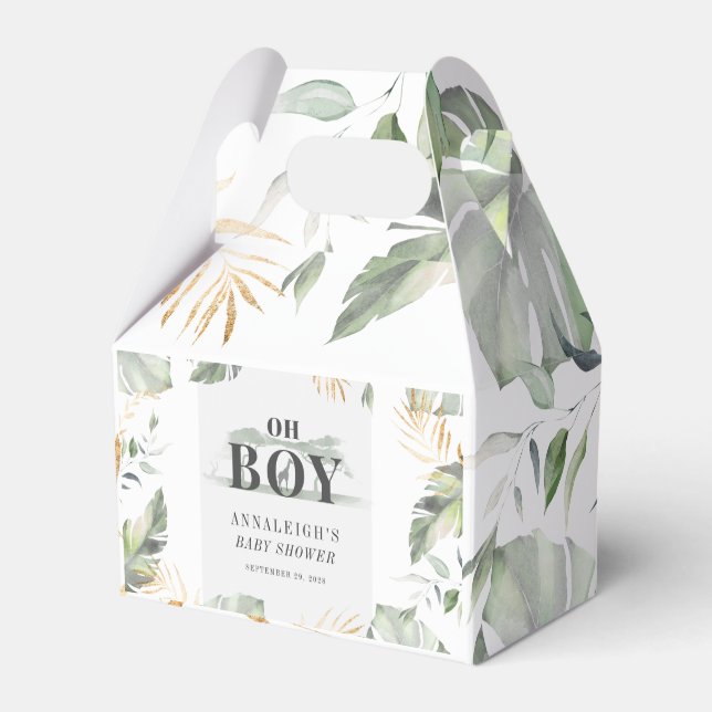 Jungle Safari Boy Giraffe Baby Shower Favour Box (Front Side)