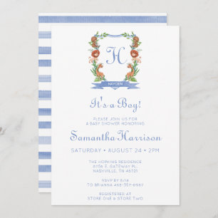 Jungle Safari Crest It's A Boy Baby Shower Invitation