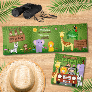 Jungle Safari Cute Animals Wild One Baby Shower Tri-Fold Invitation