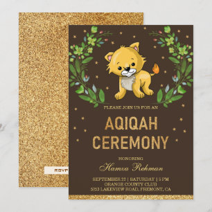 Jungle Safari Cute Baby Lion Aqiqah Invitation