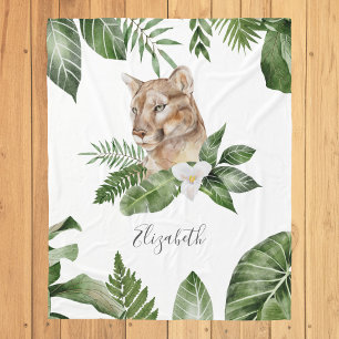 Jungle Safari Cute Lioness Personalised Name Fleece Blanket
