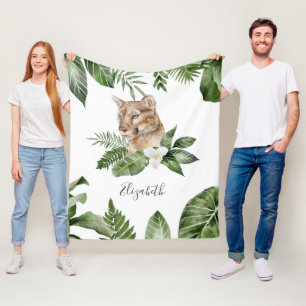 Jungle Safari Cute Lioness Personalised Name Fleece Blanket