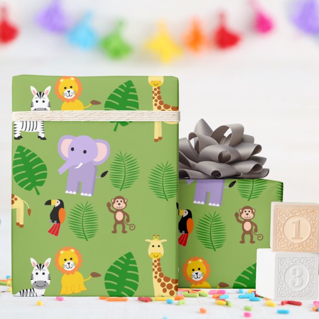 Jungle Safari Cute Wild Animal Kids  Wrapping Paper (Creator Uploaded)