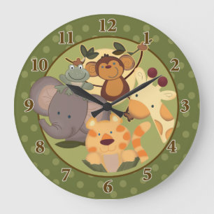 Jungle Safari Dark Green Wall Clock