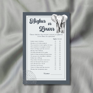 Jungle Safari Elephant Higher or Lower Baby Shower