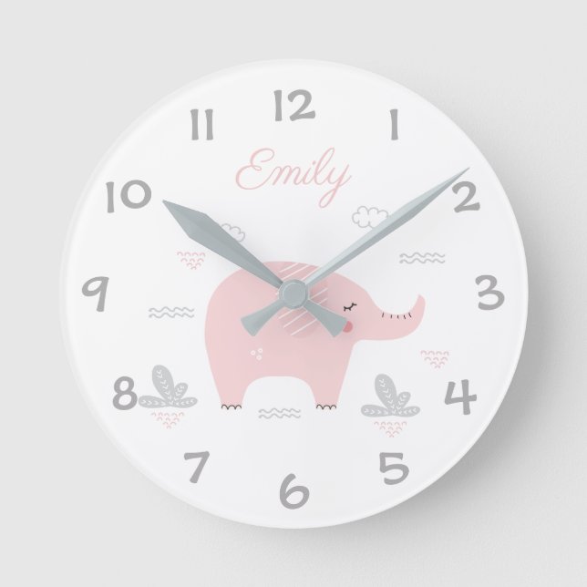 Jungle Safari Elephant Kids/Nursery Wall Clock (Front)