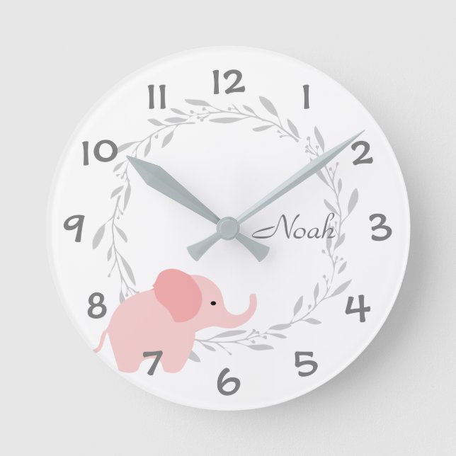 Jungle Safari Elephant Kids/Nursery Wall Clock (Front)