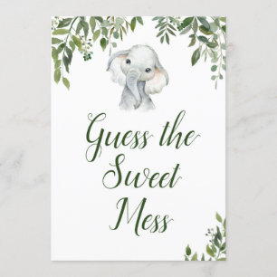 Jungle Safari Elephant Sweet Mess Sign Size 5x7" Invitation