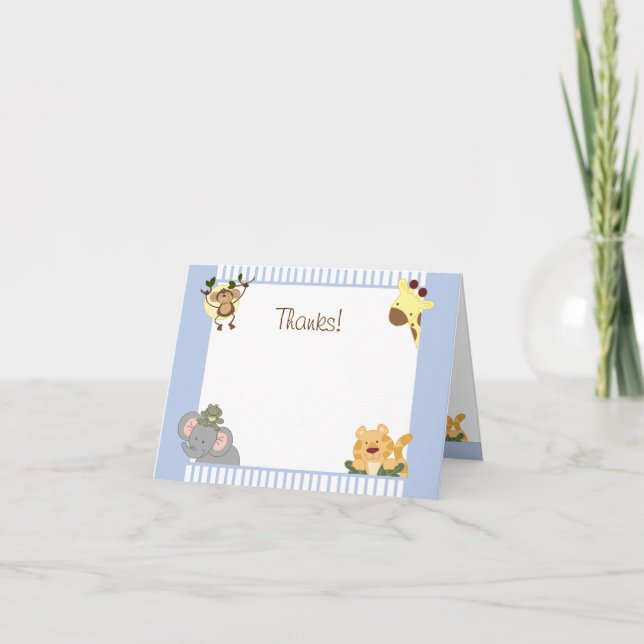 Jungle Safari Folded Thank you Note Card (Front)