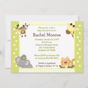 Jungle Safari Friends 5x7 Baby Shower Invitation