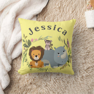 Jungle Safari Gender Neutral Yellow Cushion