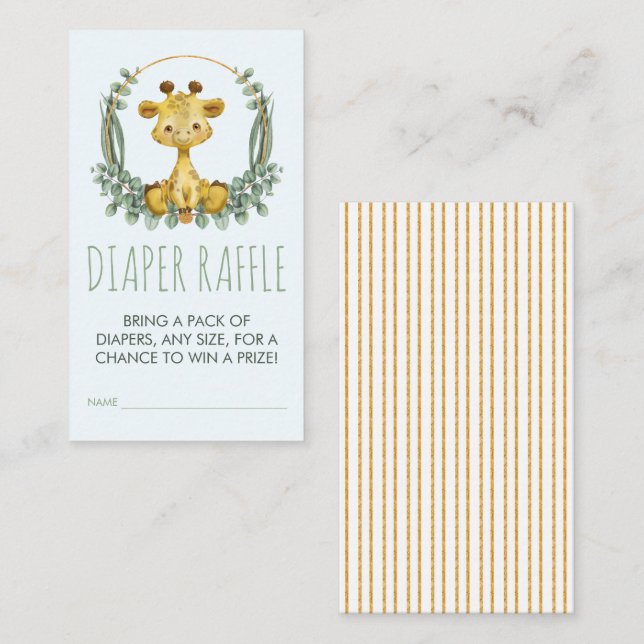 Jungle Safari Giraffe Baby Shower Diaper Raffle Enclosure Card (Front/Back)