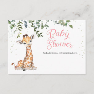 Jungle Safari Giraffe Baby Shower Enclosure Card