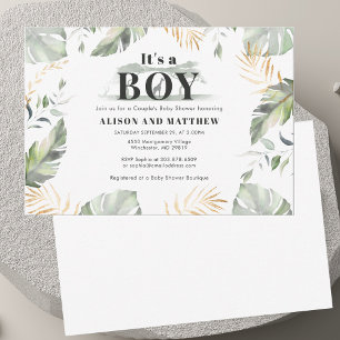 Jungle Safari Giraffe Boy Baby Shower Card