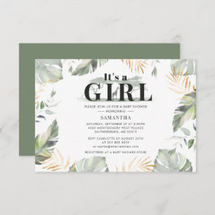 Jungle Safari Girl Baby Shower Giraffe Card