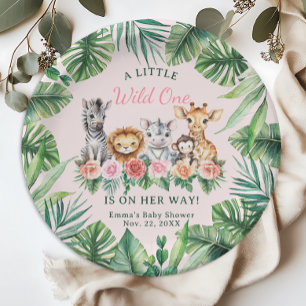 Jungle Safari Girl Baby Shower Paper Plates
