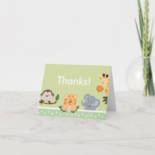 JUNGLE SAFARI GREEN  Folded Thank you note Card