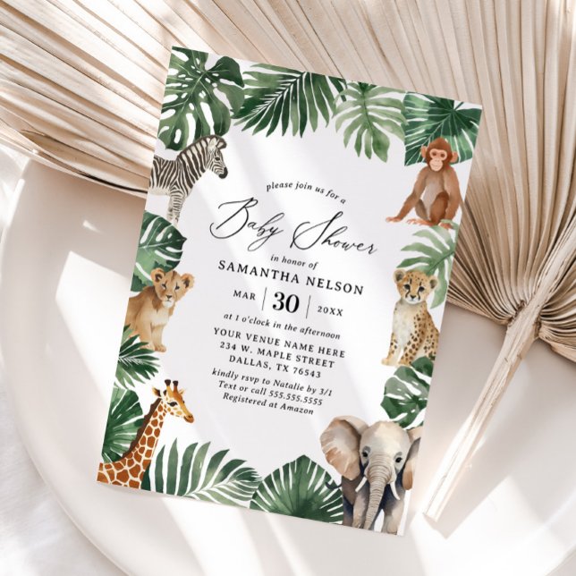 Jungle Safari Greenery Baby Shower Invitation (Creator Uploaded)