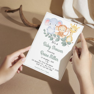 Jungle Safari Greenery Baby Shower Party Invitation