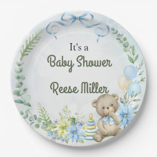 Jungle Safari Greenery Baby Shower Party Paper Plate