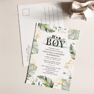 Jungle Safari Greenery Couples Baby Shower Invitation Postcard
