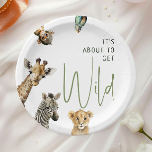 Jungle Safari It's About To Get Wild Baby Shower Paper Plate