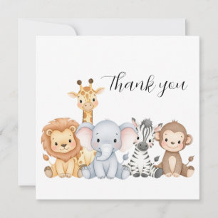 Jungle Safari "It's About To Get Wild" Baby Shower Thank You Card