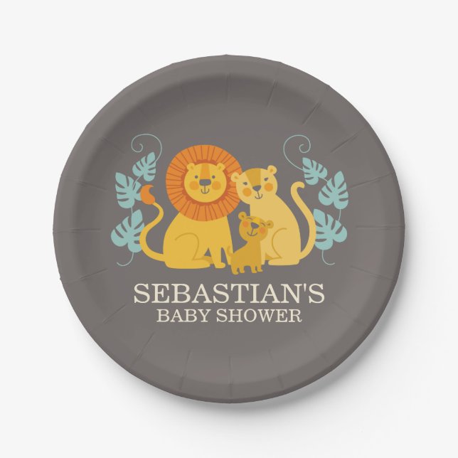 Jungle Safari Lion Baby Shower plate (Front)