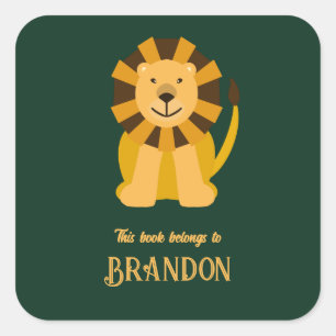 Jungle Safari Lion Bookplate Label, Book Sticker