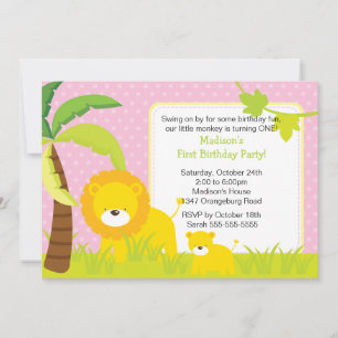 Jungle Safari  Lions Birthday Party Invitation