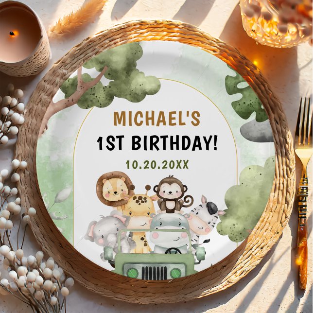 Jungle Safari Party Animals 1st Birthday Paper Plate (Creator Uploaded)