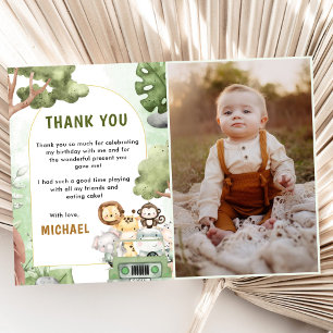 Jungle Safari Party Animals Birthday Photo Thank You Card