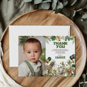 Jungle Safari Party Animals Boy Birthday Photo Thank You Card