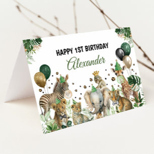 Jungle Safari Party Animals Happy Birthday Card