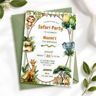 Jungle Safari Party Personalised Birthday Invitation