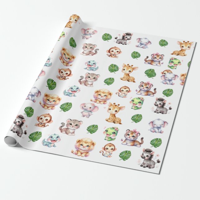 Jungle Safari Pattern Gift Wrap Wrapping Paper (Unrolled)