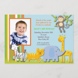 Jungle Safari Photo Birthday Invitations