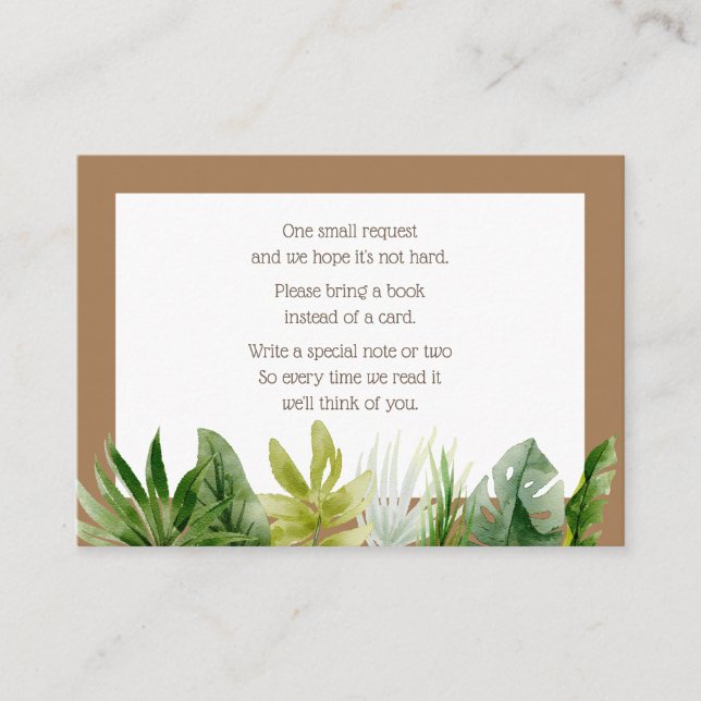 Jungle Safari Please Bring a Book Enclosure Card (Front)