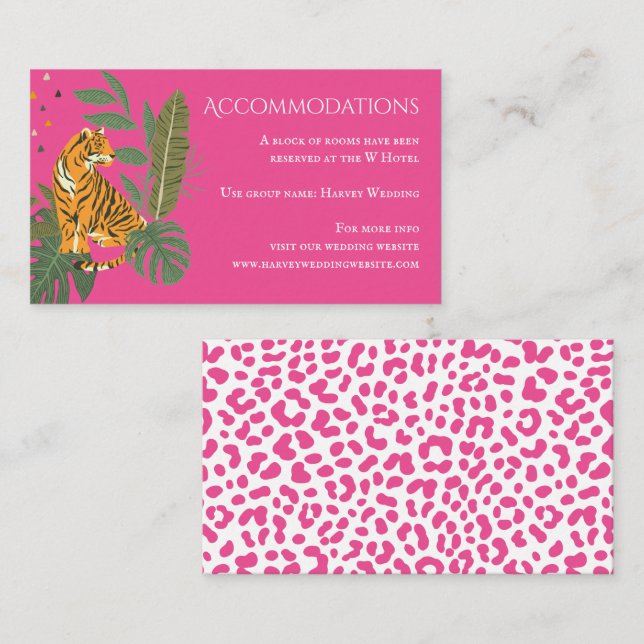 Jungle Safari Tiger Wedding Accommodations Enclosu Enclosure Card (Front/Back)
