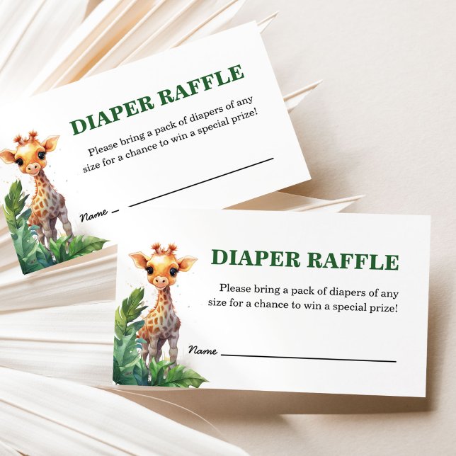 Jungle Safari Tropical Baby Shower Diaper Raffle Enclosure Card (Creator Uploaded)