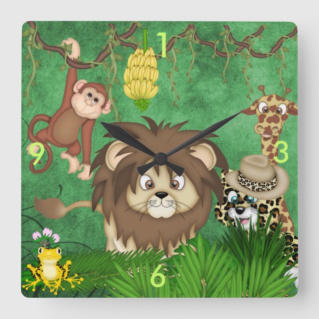 Jungle Safari Wall Clock Kids Room (Front)
