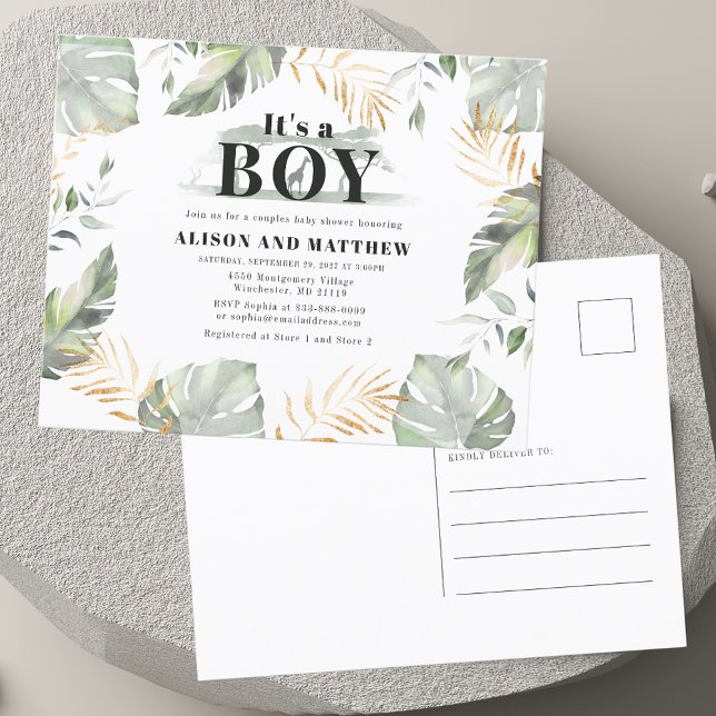 Jungle Safari Watercolor Baby Shower Invitation (Jungle Safari Watercolor Baby Shower Invitation)