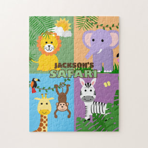 Jungle Safari Wild Animal Kids Birthday Colourful Jigsaw Puzzle