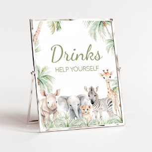 Jungle Safari Wild One Animals Baby Shower Drinks Poster