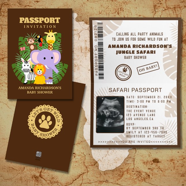 Jungle Safari Wild One Baby Shower Passport Invitation (Creator Uploaded)