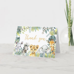 Jungle Safari Wild One Baby Shower  Thank You Card